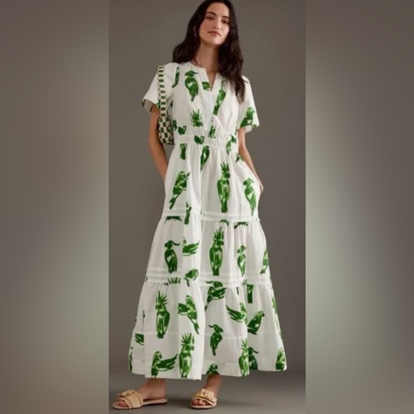Anthropologie Dresses & Skirts - 🌺 Anthropologie Somerset Maxi Dress Parrot Print Tiered 1X Cotton